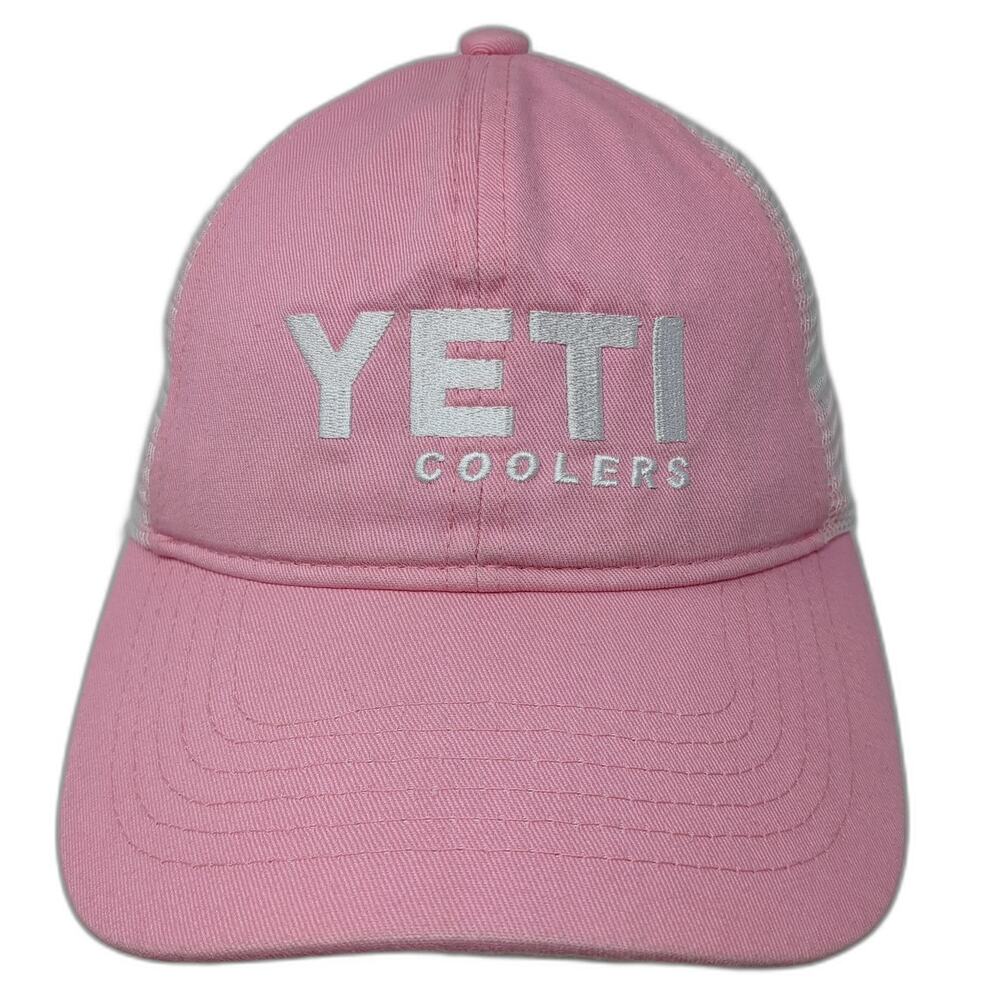 Yeti Coolers Mesh Back Trucker Hat Pink One Size Colorblock Embroidered